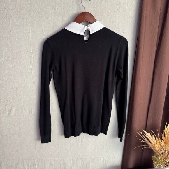 Vilci Milano Sweater Top Size S Black Pearl Button White Gem Bling Detail Shirt - Picture 7 of 11